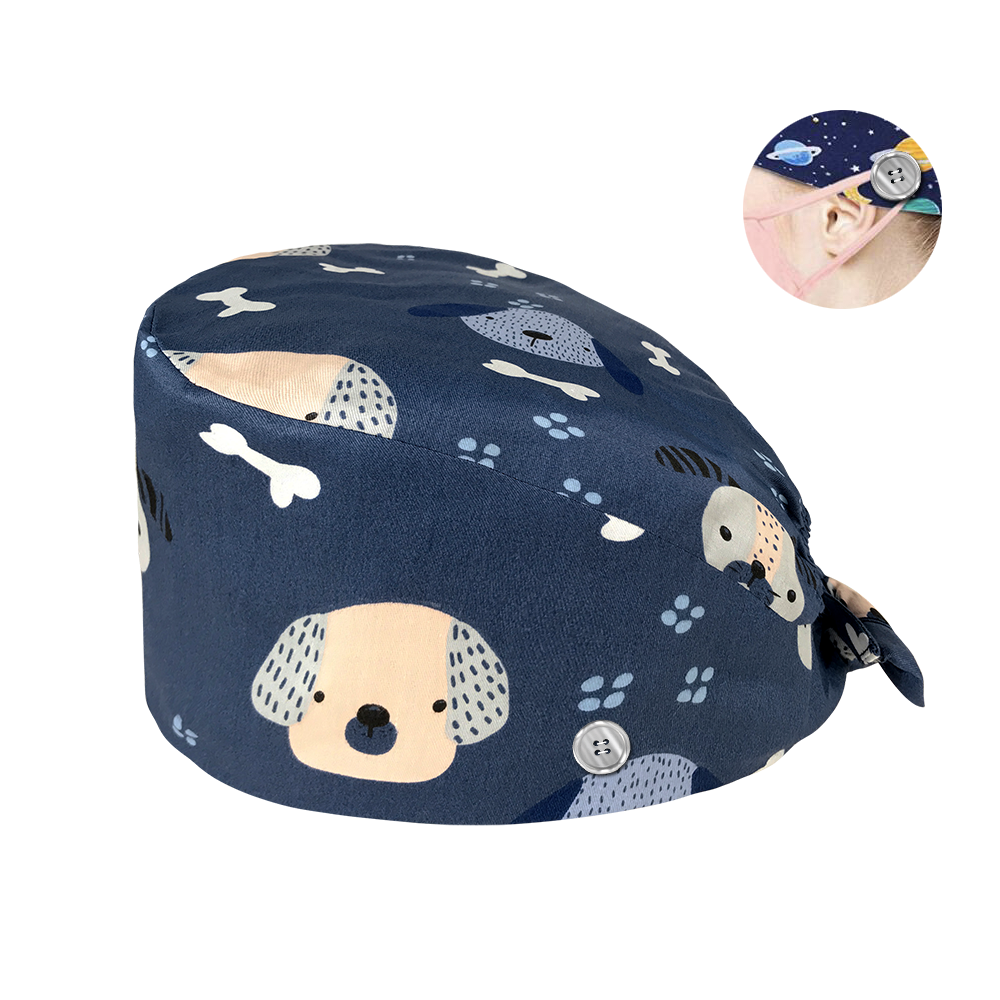 Gorros quirúrgicos unisex, gorras para sala de operaciones, enfermeras, animales de compañía veterinaria, salones de belleza, ojos, hospital, clínica, botones: Buttons12117