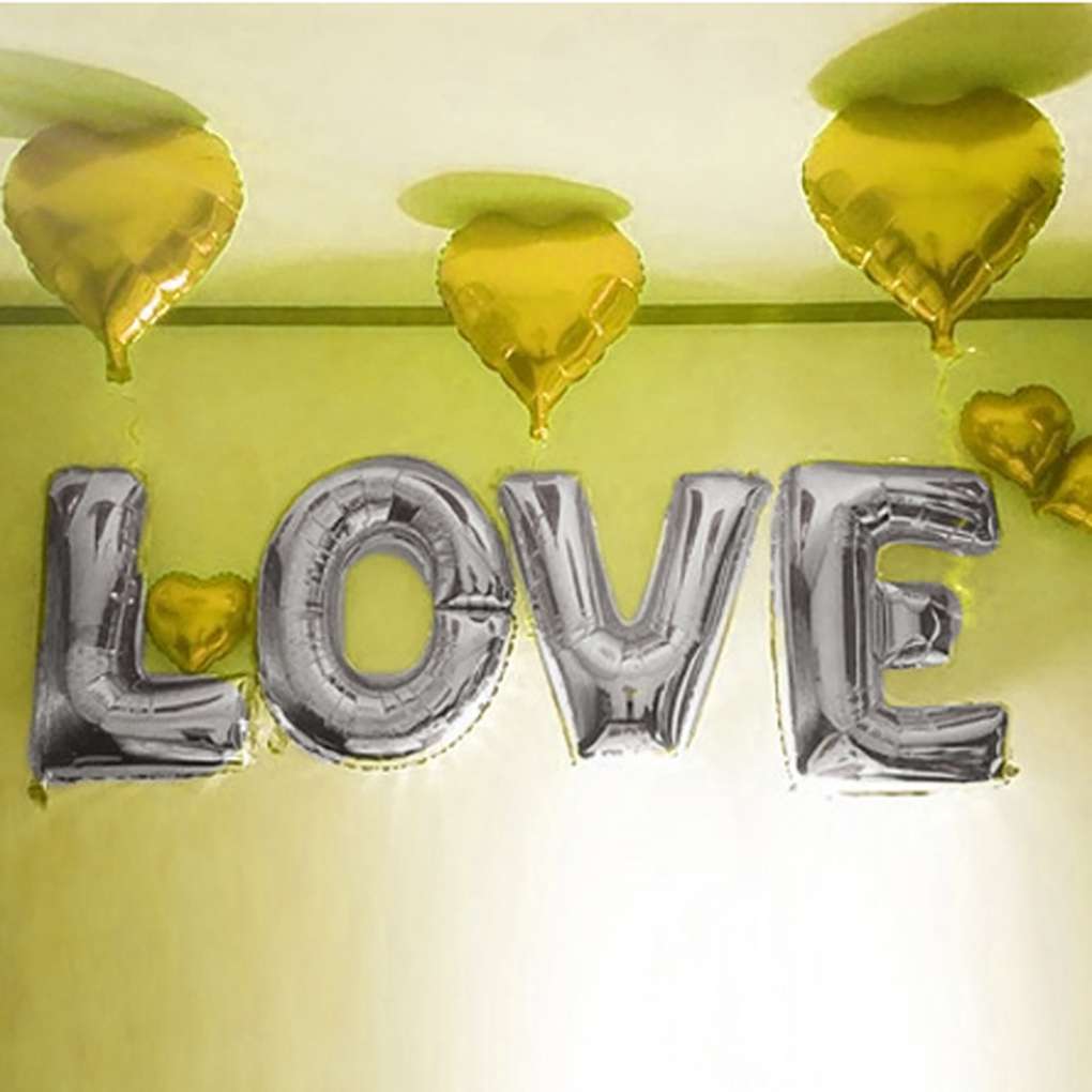 6 stk kærlighedsbogstavkombination aluminiumfilm hjerteformet ballon hjem bryllup valentinsdag fest dekorationsforsyninger
