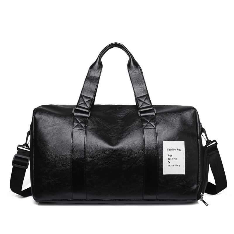 Casual PU Leather Travel Duffel Bag Large Capacity Travel Bags Men Messenger Handbags большой вместимость кожаный багаж: Black