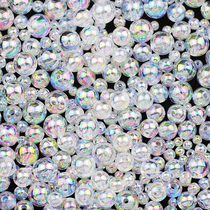 4/5/6/8/10mm 50 ~ 600 stk. hvide abs-plastik runde charms afstandsstykker løse perler til smykkefremstilling gør-det-selv armbånd halskæde tilbehør