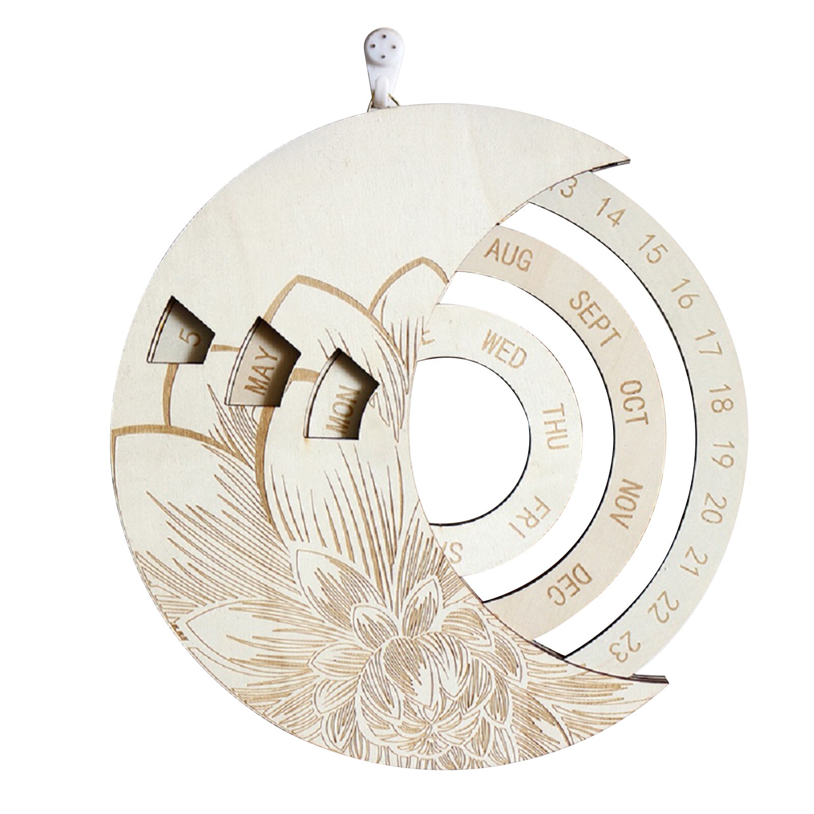 Wooden Calendar Floral Print Rotatable Permanent Calendar Decorative Ornaments for Living Room Bedroom Perpetual calendar