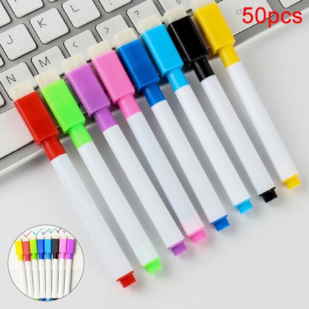 50Pcs Erasable Dry Whiteboard Markers Drawing Pens School Office Stationery
