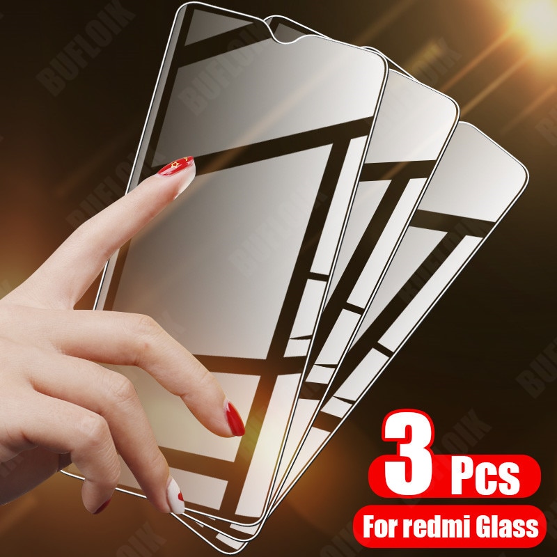 3 pçs capa completa protetor de tela vidro temperado para xiaomi redmi note 8 9 7 pro 9s 8t max vidro protetor para redmi 9 8 7 6 a