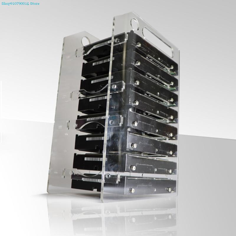 3.5 In DIY Acrylic Hard Disk Bracket Bay Desktop Computer External Hard Drive Shelf Rack HDD Storage Box Organizer Case