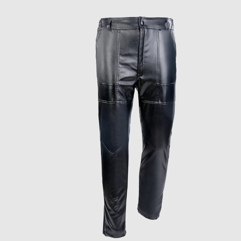 Neue Winter dicke Vlies Herren Faux Lederhose PU Material Schwarz verlieren Moto & Radfahrer Leder Hosen Winddicht und wasserdicht: 4XL