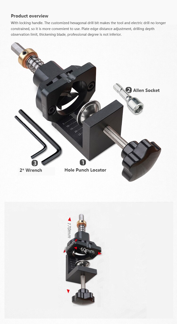 Aluminium 35Mm Scharnier Jig Met Klem Forsnter Boor Boren Gids Gat Punch Locator Kit Houtbewerking Kast Bench honden