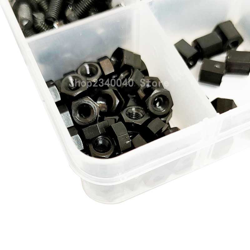 200 stk / sæt sort / hvid hex nylon standoff afstandsstykke søjle fladt hoved nylon plast afstandsskruer møtrikker  m3*5/10/15/20mm+6