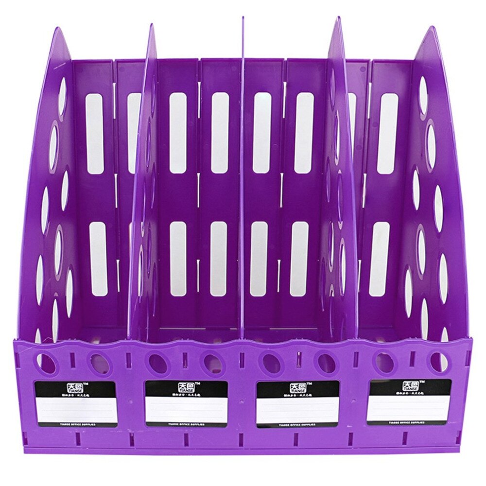 TIANSE TS-1306 Special Plastic 4 Section Divider File Rack Multifunctional Home Office Desktop Storage Bookshelf