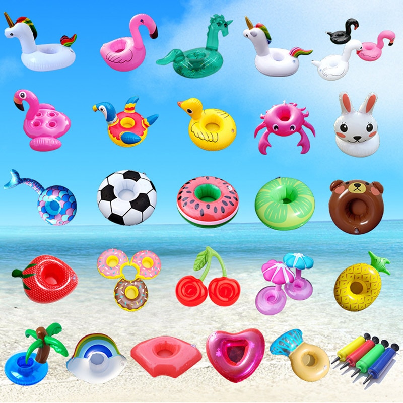 Air Mattresses for Cup Inflatable Flamingo Drinks Cup Holder Pool Floats Bar Coasters Floatation Devices Pink Toy Drink Holder