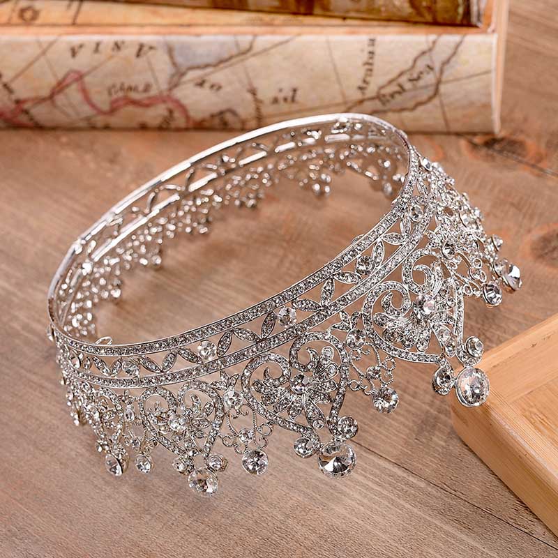 FORSEVEN Große Volle Kreis Strass Braut Diademe Königin Prinzessin Festzug Krone Hochzeit Braut Diadem Haar Schmuck Zubehör