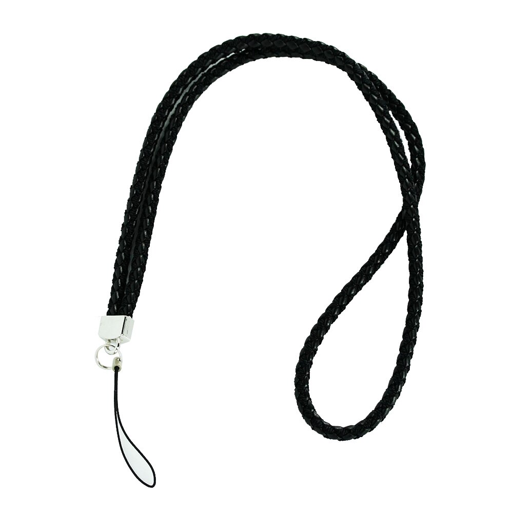 Lanières tissées de courroie de cou pour les clés de téléphone portable sangles de gymnastique de carte d'identité porte-Badge USB bricolage accrocher la lanière de corde 45cm: Black