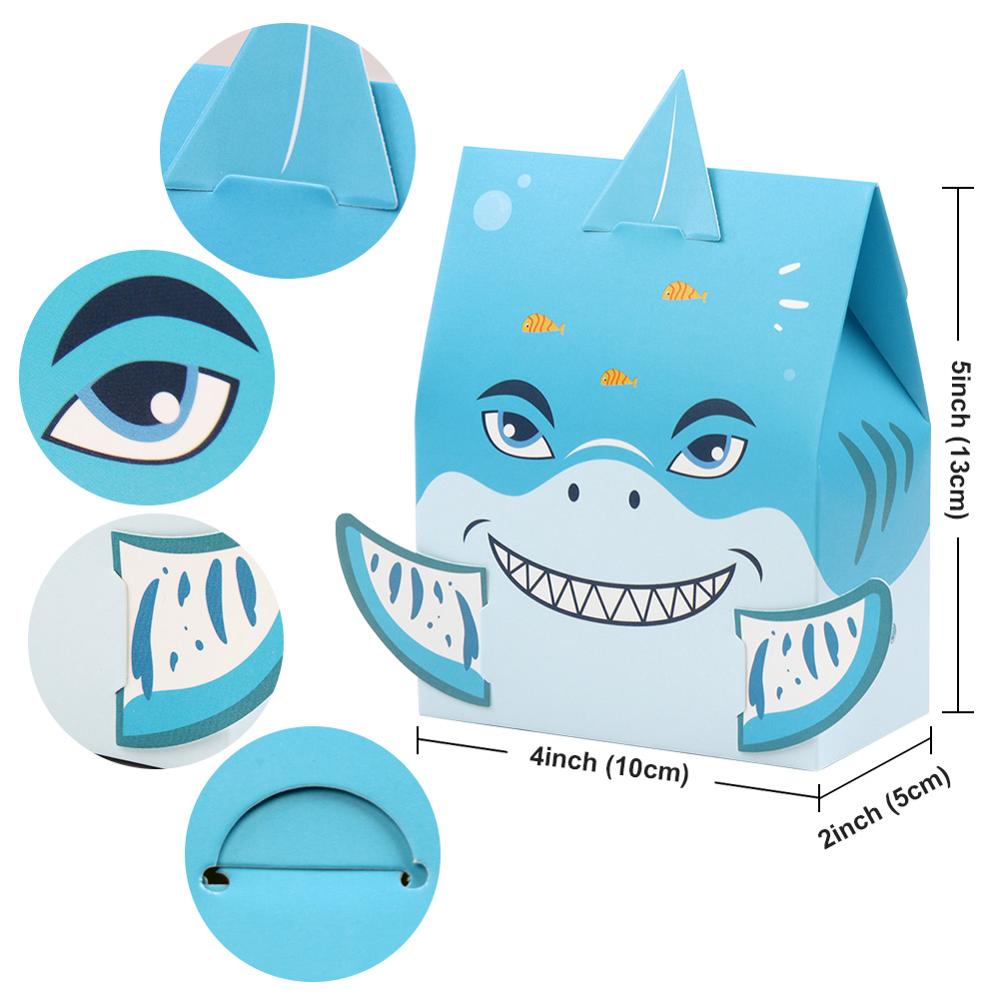 Ourwarm 12 Stuks Shark Party Candy Box Papier Geschenkdozen Onder De Zee Haai Thema Baby Shower Gunst Kids Verjaardag party Decor