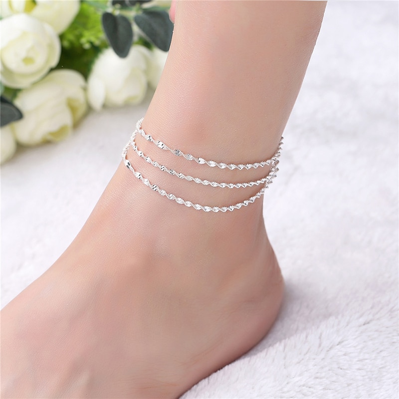 Romantische Multilayer Twisted Ketting 925 Sterling Zilver Armbanden & Bangles Verstelbare Vrouwen Charme Enkelbanden Sieraden CB179