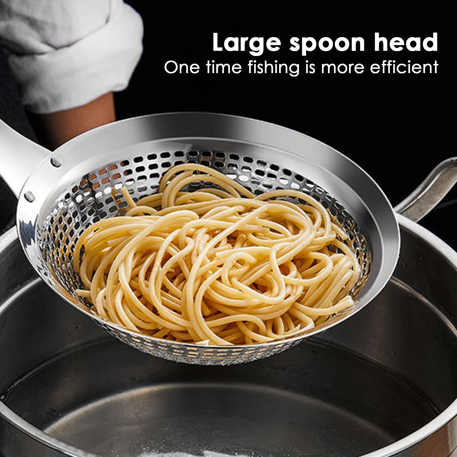 Skimmer Slotted Spoon For Cooking Rustproof Fine Mesh Strainer Spoon Stainless Steel Multi-functional Metal Strainer With Handle