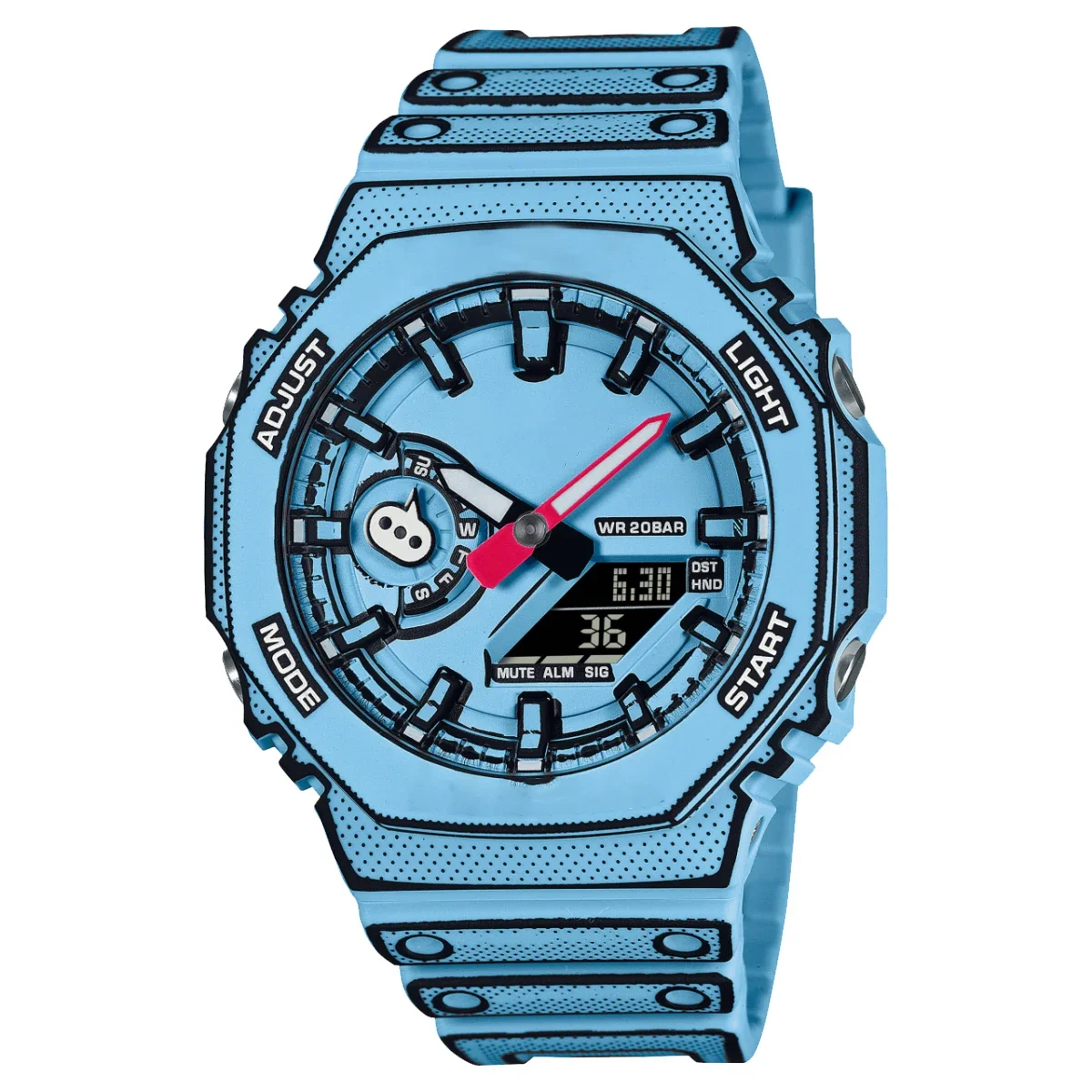 GA-2100 Men's Watch Waterproof and Shockproof Date G Sports Alarm Clock Multi SHOCK functional LED Dual Screen Watch: black