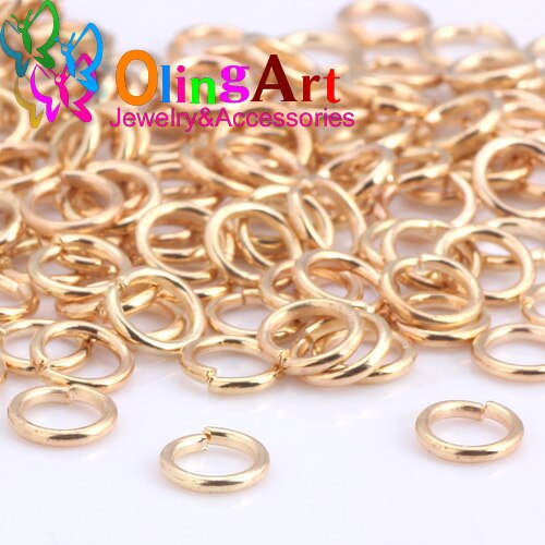 OlingArt KC anello di salto in oro 6mm/9mm/10mm/12mm anello di collegamento formato misto gioielli fai da te fare connettore diametro filo 1.0MM: 6mm 160pcs  KCG