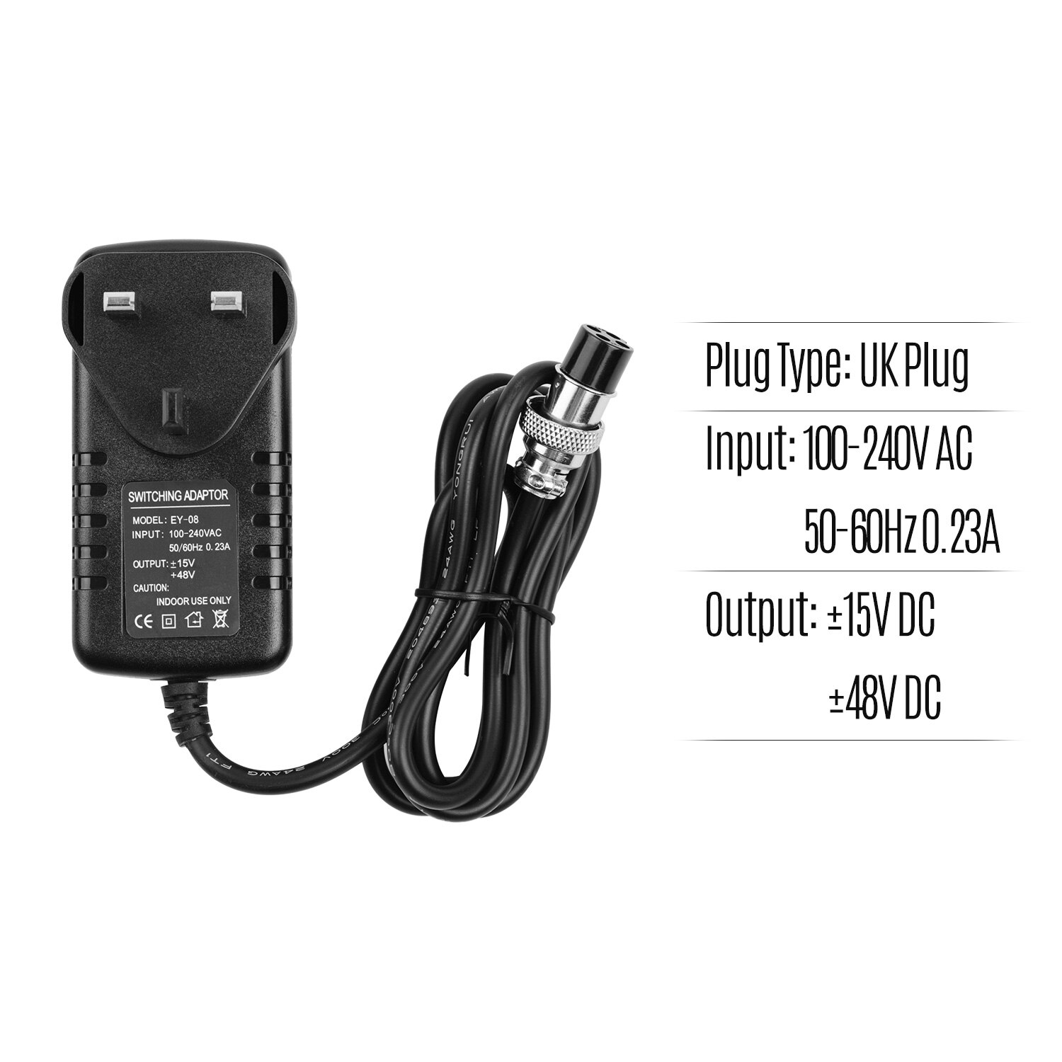 Mikser konsoll mikser strømforsyning vekselstrømadapter 15v 230ma universal 4- -pins rund kontakt for 16 kanaler eller under miksekonsoller