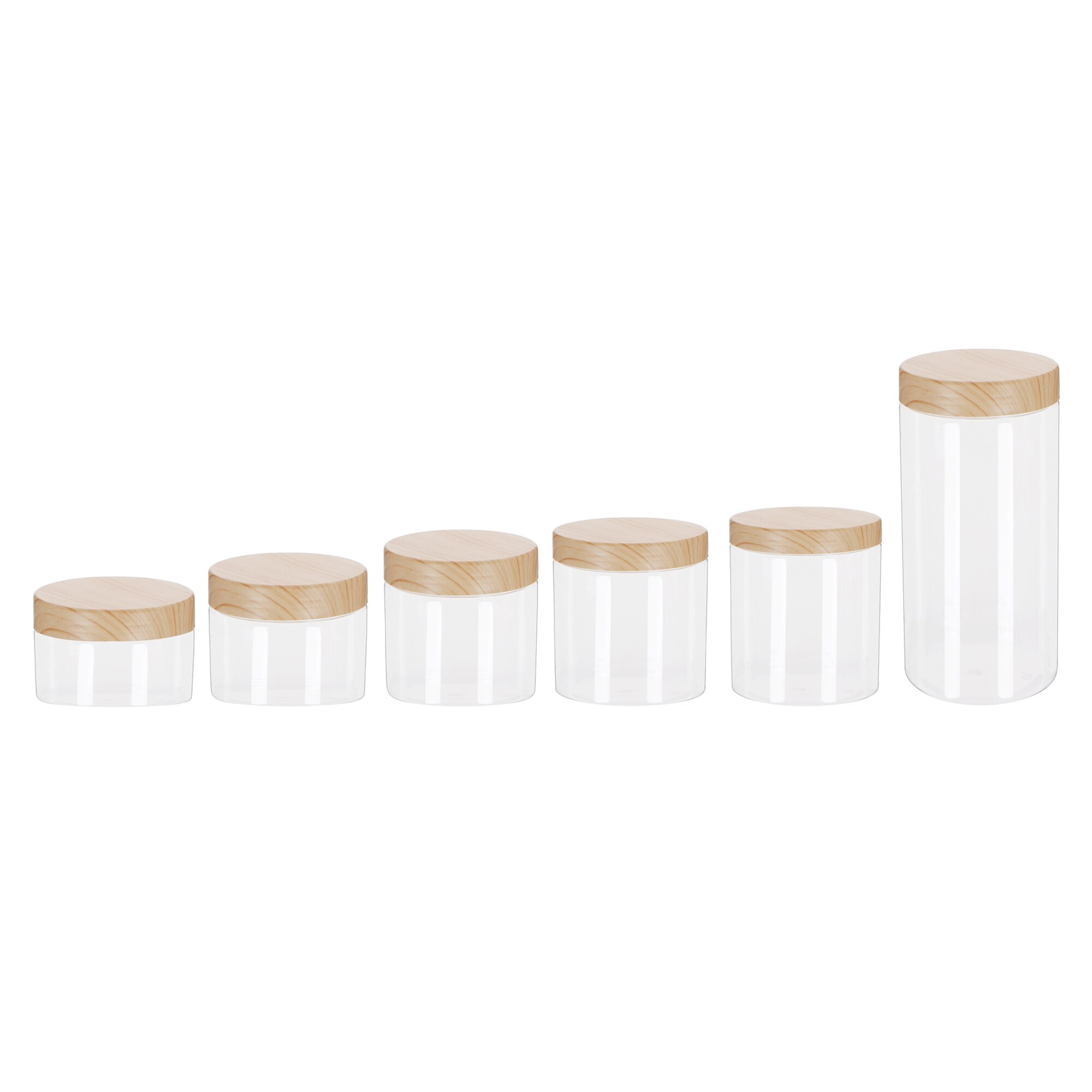 100Ml 200Ml 300Ml 500Ml Lege Clear Pet Potten Containers Met Plastic Imitatie Hout Deksels Transparante Plastic opslag Fles
