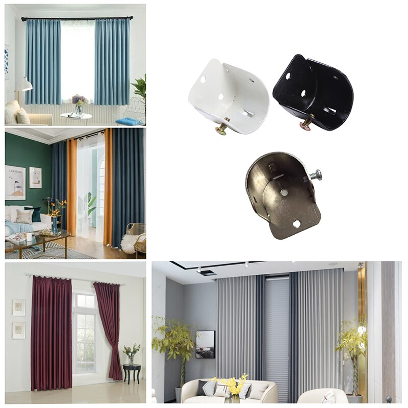 2PCS Metal Curtain Pole Recess Brackets Dia 40mm Curtain Rail Wall Support Decorative Wall Pole Bracket Roman Rod Accessories