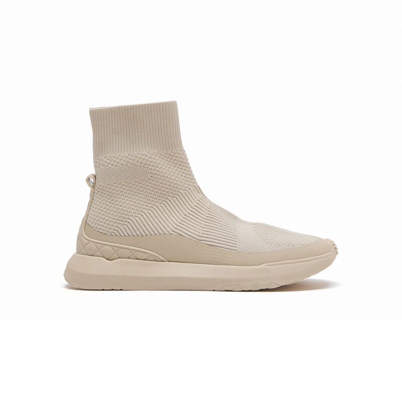 Baskets tricotées à bout pointu pour femmes, chaussures chaussettes à la: beige / 37