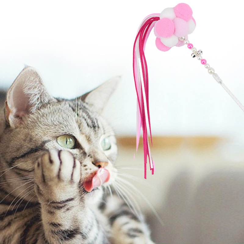 Kat legetøj sød sjov farverig teaser plast kæledyr legetøj til katte interaktiv pind kat forsyninger 25