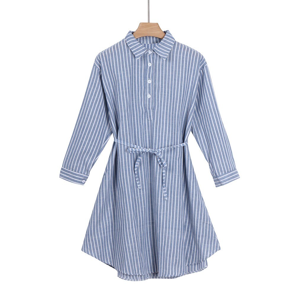 Summer Maternity Striped Dress Lining Dresses For Pregnant Women Clothes Turndown Collar Half Sleeve Pregnant Dresses Vestido