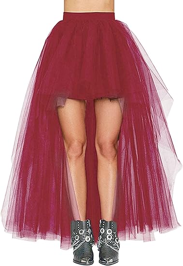 Falda de tul blanca para mujer, enagua tutú Hi-Lo de gasa con cola de golondrina, estilo informal largo, Punk gótico, cintura alta, de Carnaval: Azul