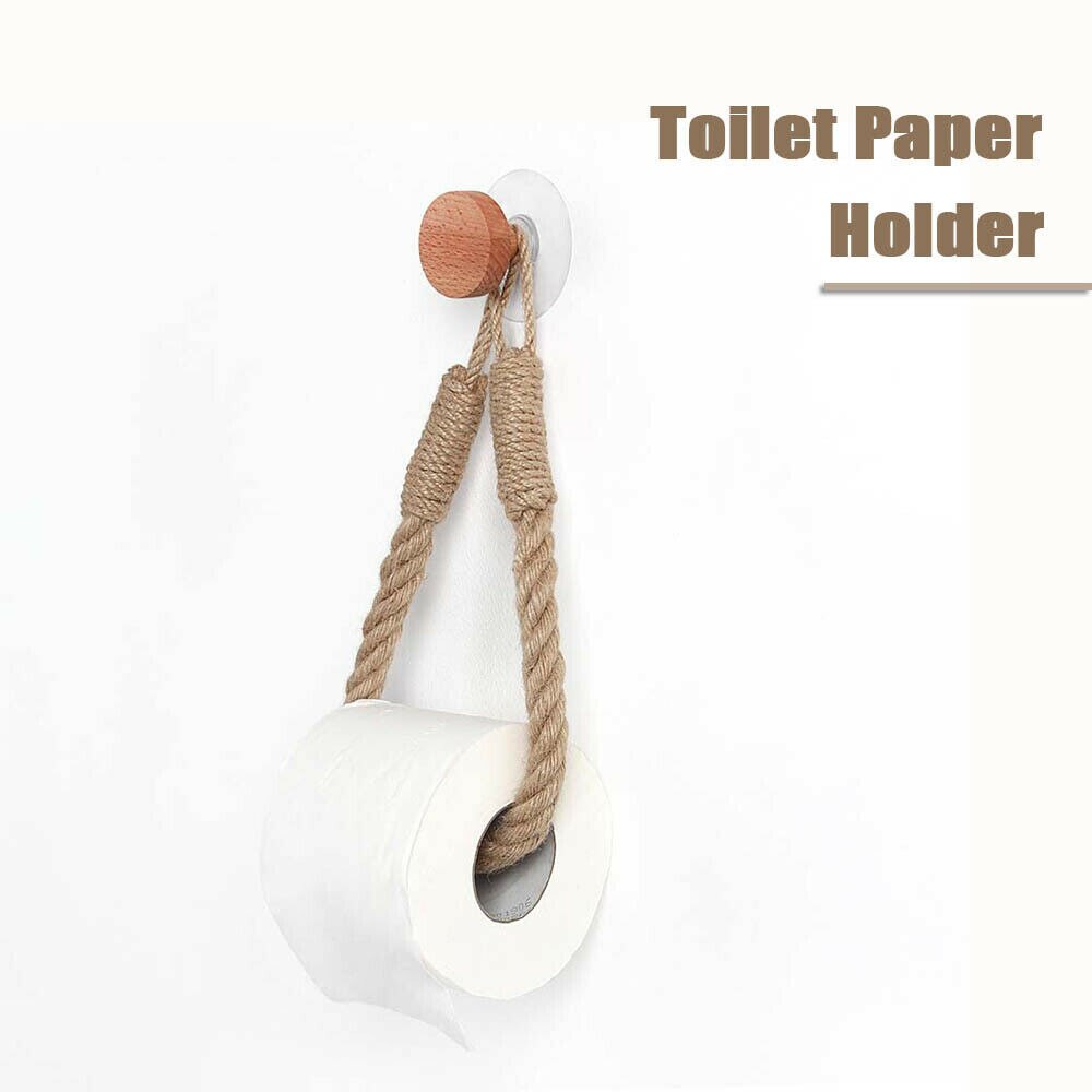 Rétro Chanvre Corde tissé à La Main Serviette Lanière Porte-Papier Hygiénique Cuisine Salle De Bain Mural porte-serviettes en papier porte-rouleau de papier