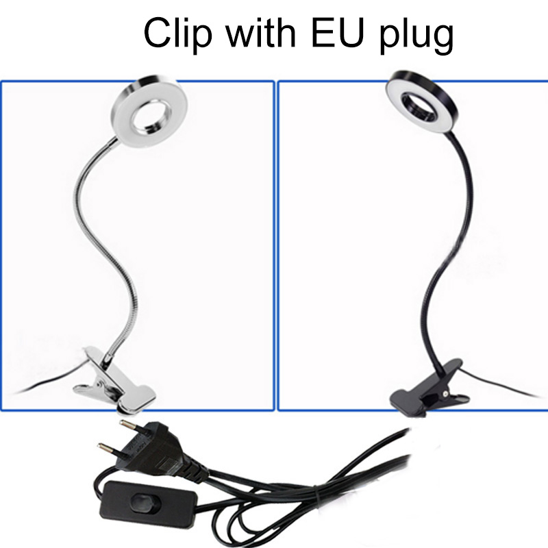 Usb oppladbart ledet-lys klipp-på fleksibel lesesenglampe bord skrivebordslampe bok bordbord sengelampe belysning nattbordsbelysning eu
