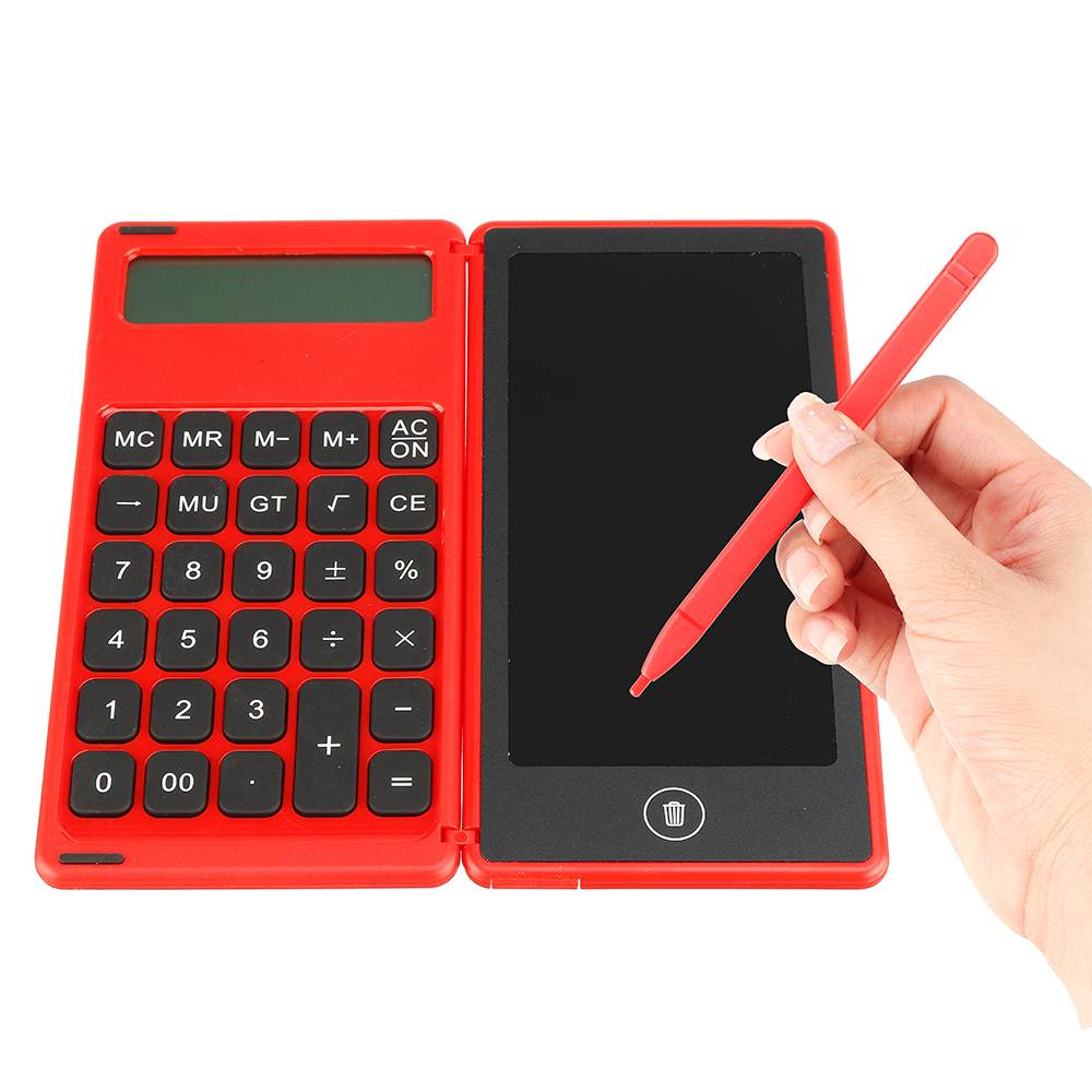 12 Digits Display Calculator 6 Inch LCD Writing Tablet Foldable Repeated Writing Digital Drawing Pad With Stylus Kids Learning