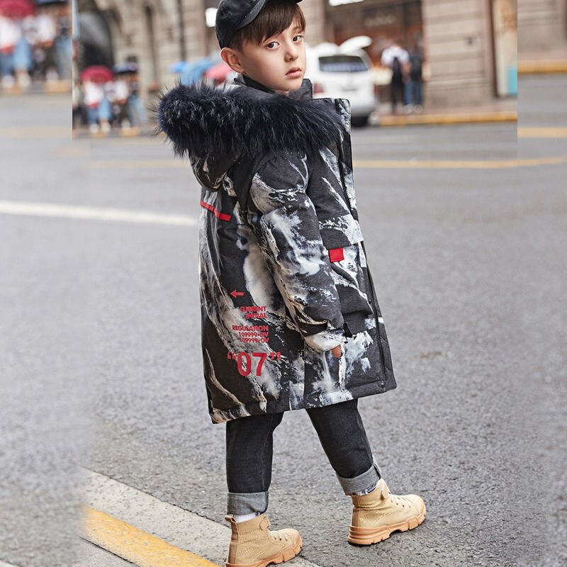 10 11 12 Jaar Tiener Jongens Camouflage Gewatteerde Fur Hooded Jassen Winter Vermomming Jas Kids Tiener Kleding Bovenkleding Outfits