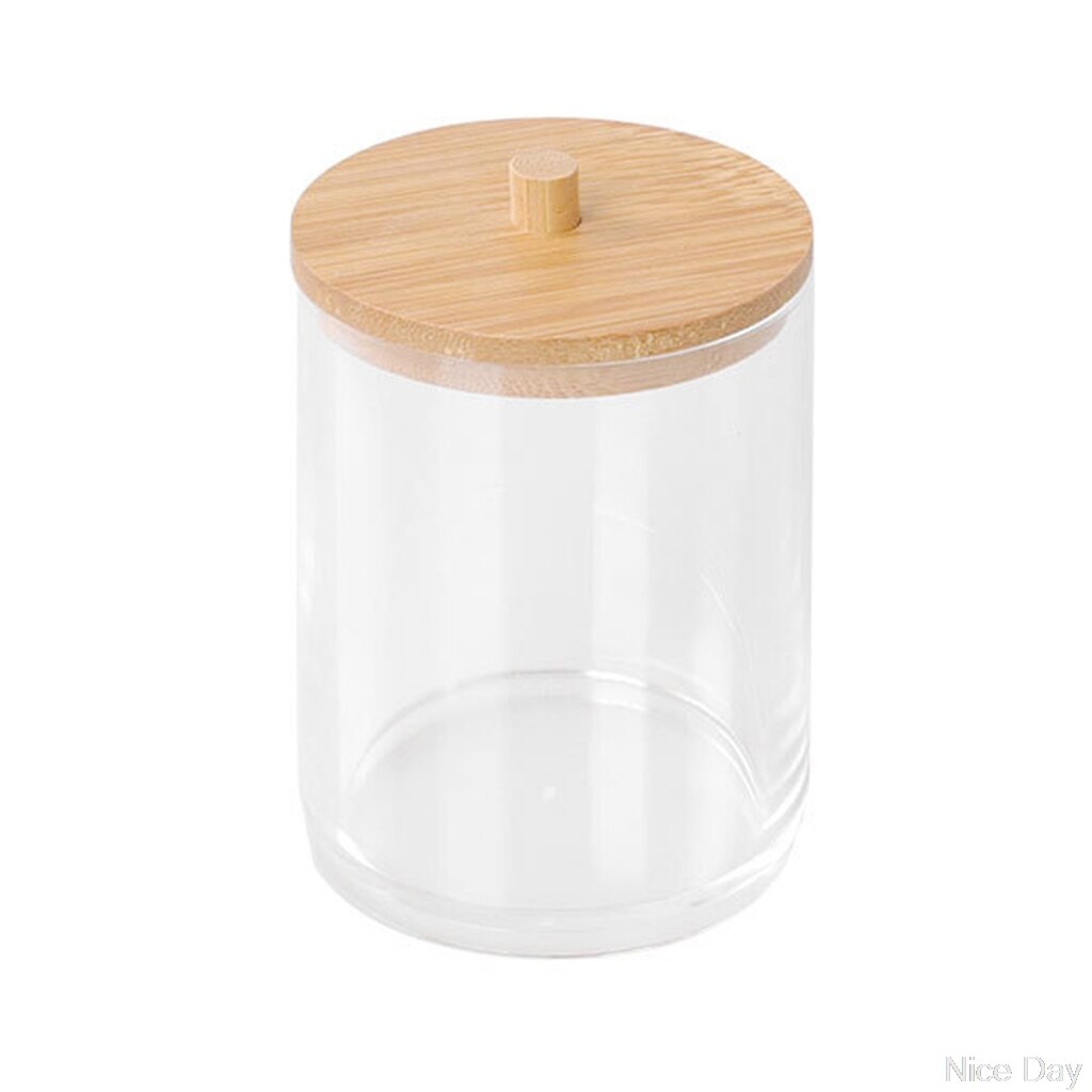 Makeup Cotton Pads Swab Storage Bin Case Cosmetics Organizer Box with Bamboo Cover for Women Makeup Holder: B