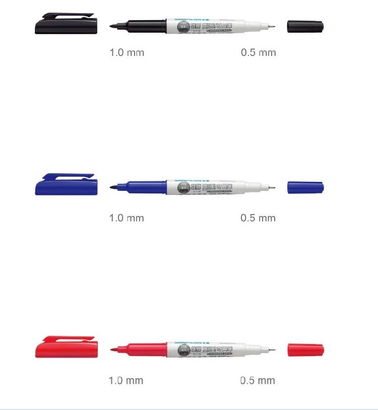 Lifemaster simbalion twin tuschpen 0.5mm/1.0mm 2 stk / lot alkohol base blækmærke på alt cd / træ / metal / glas / keramik 685