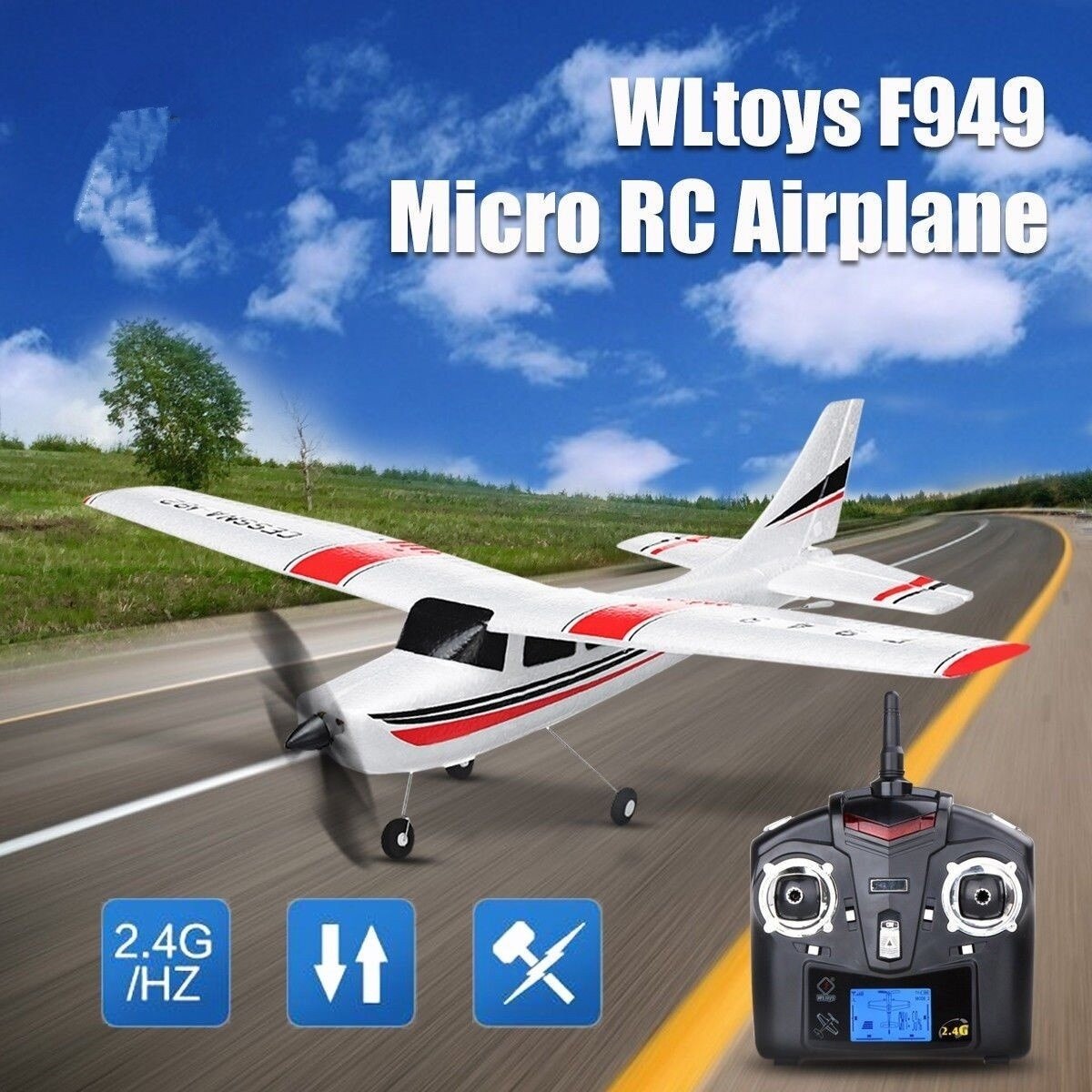 F949 3CH Fixed Wing Plane Radio Control Airplane 2.4G Outdoor Long Distance Rubber Plane Remote Control RC plane Toy