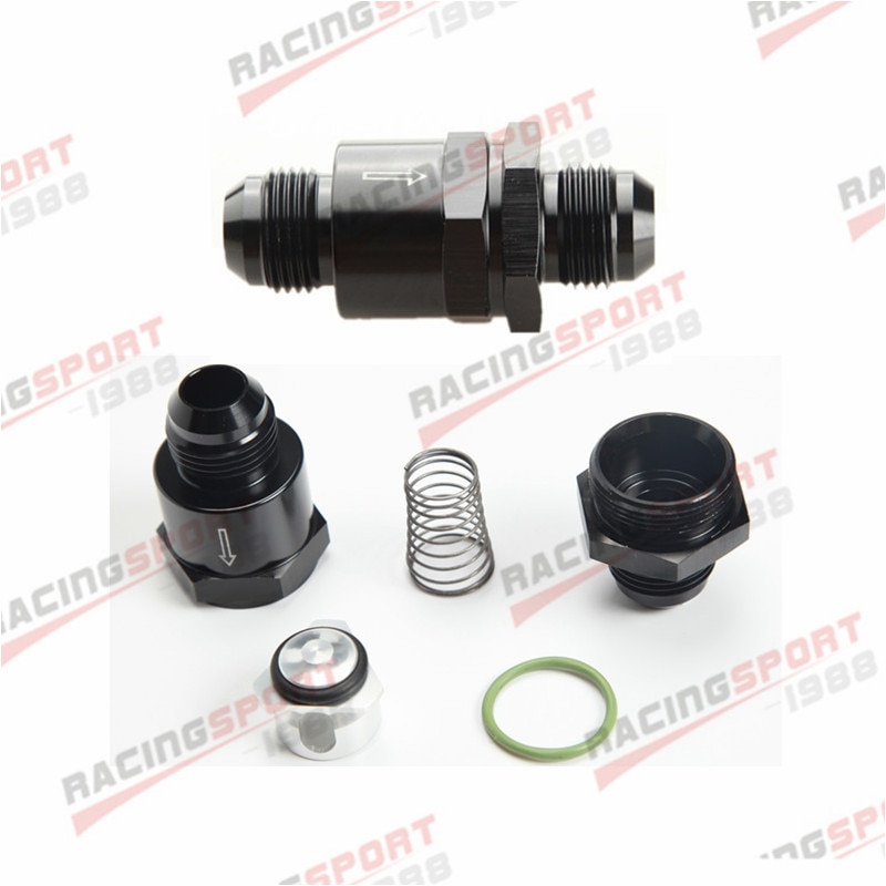 AN10 Aluminium Non Return One Way Check Valve Fuel EFI Fitting Adapter Black