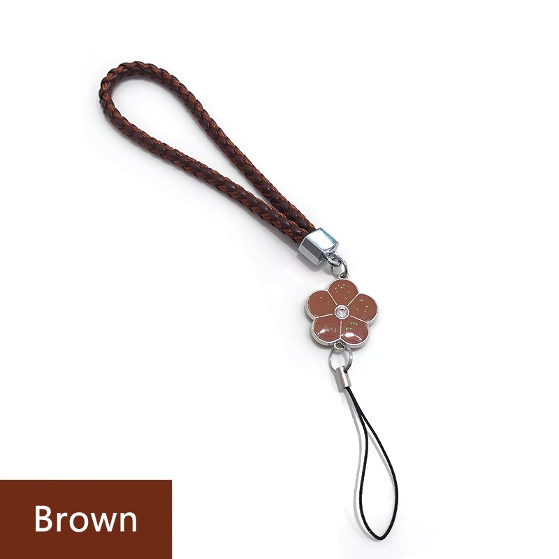 10 Colors Phone Braided Lanyard for Keys ID card USB stick Cell Phone Strap flower Weave rope Non-slip Short Lanyards Universal: Brown