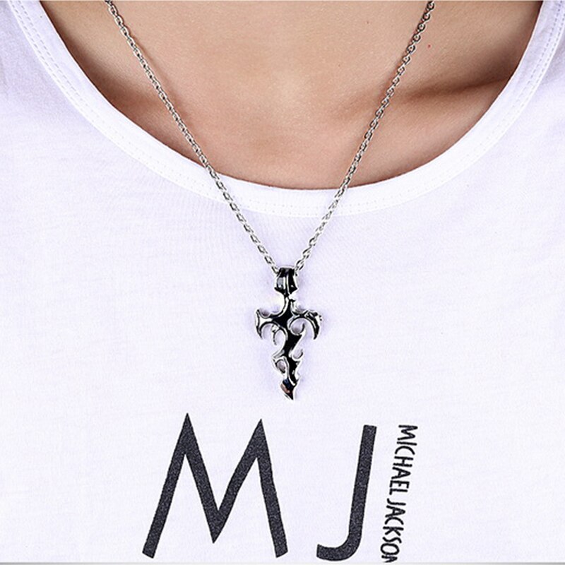 Personality Flame Cross Necklace For Men Punk hip hop stainless steel 316L Chain Pendant Boy Cool Jewelry