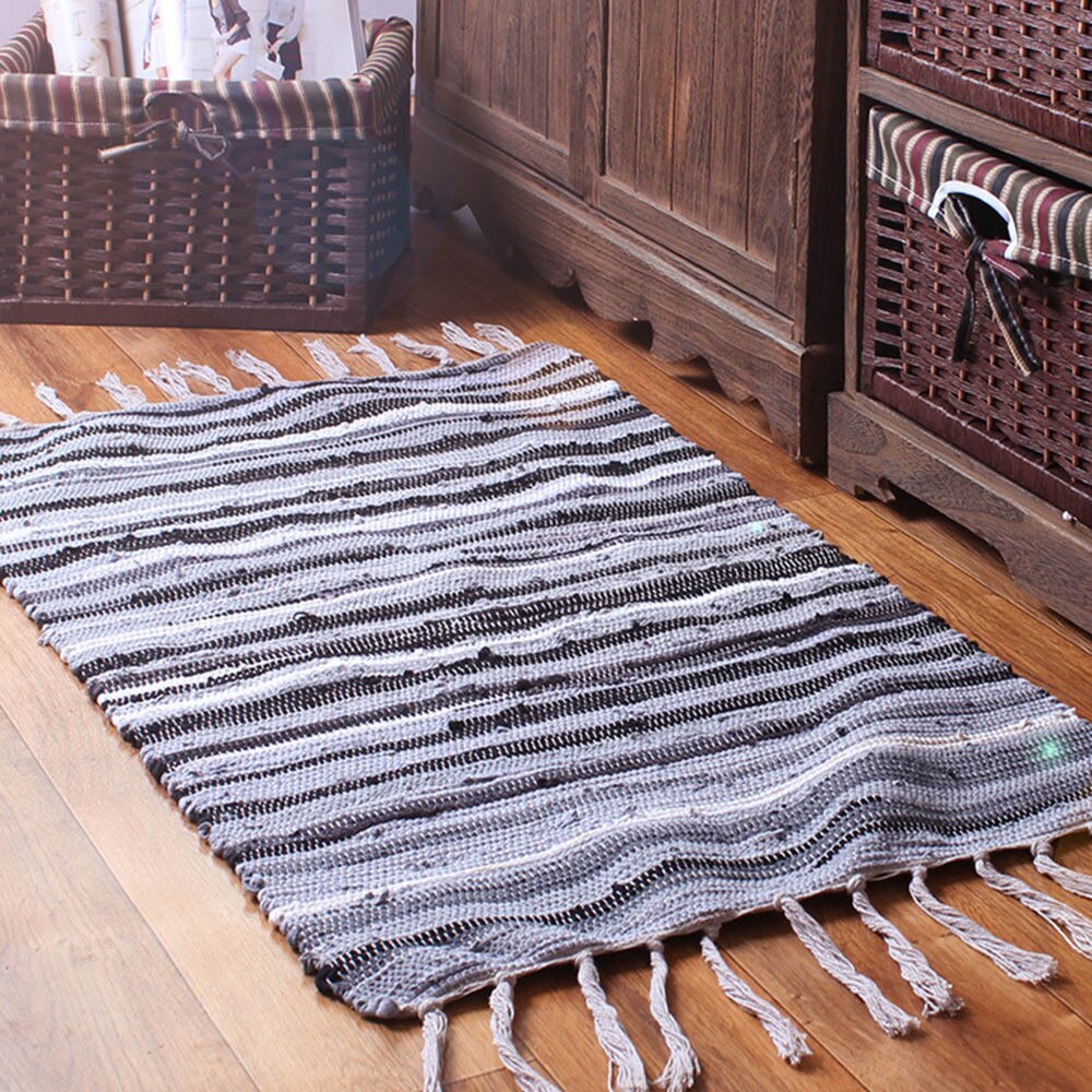 Area Rugs Mediterranean Style Cotton Kitchen Oblong Shape Multi-Usage Decorative Blanket Living Room Carpet Area Rug