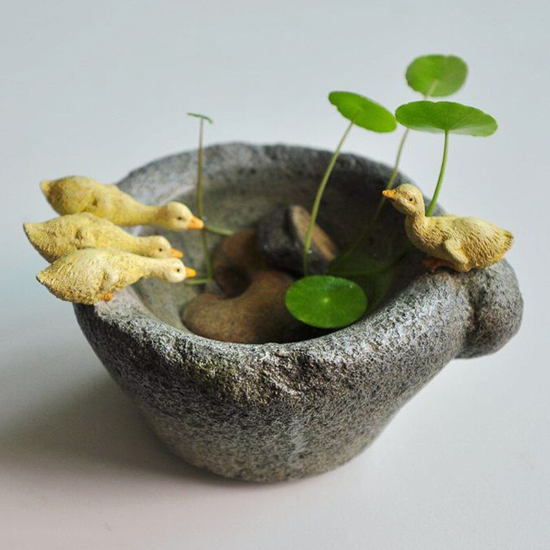 Sukkulent potte med ænder maison et jardin urtepotte bonsai plantepotte imiteret dyr urtepotte udendørs dekoration