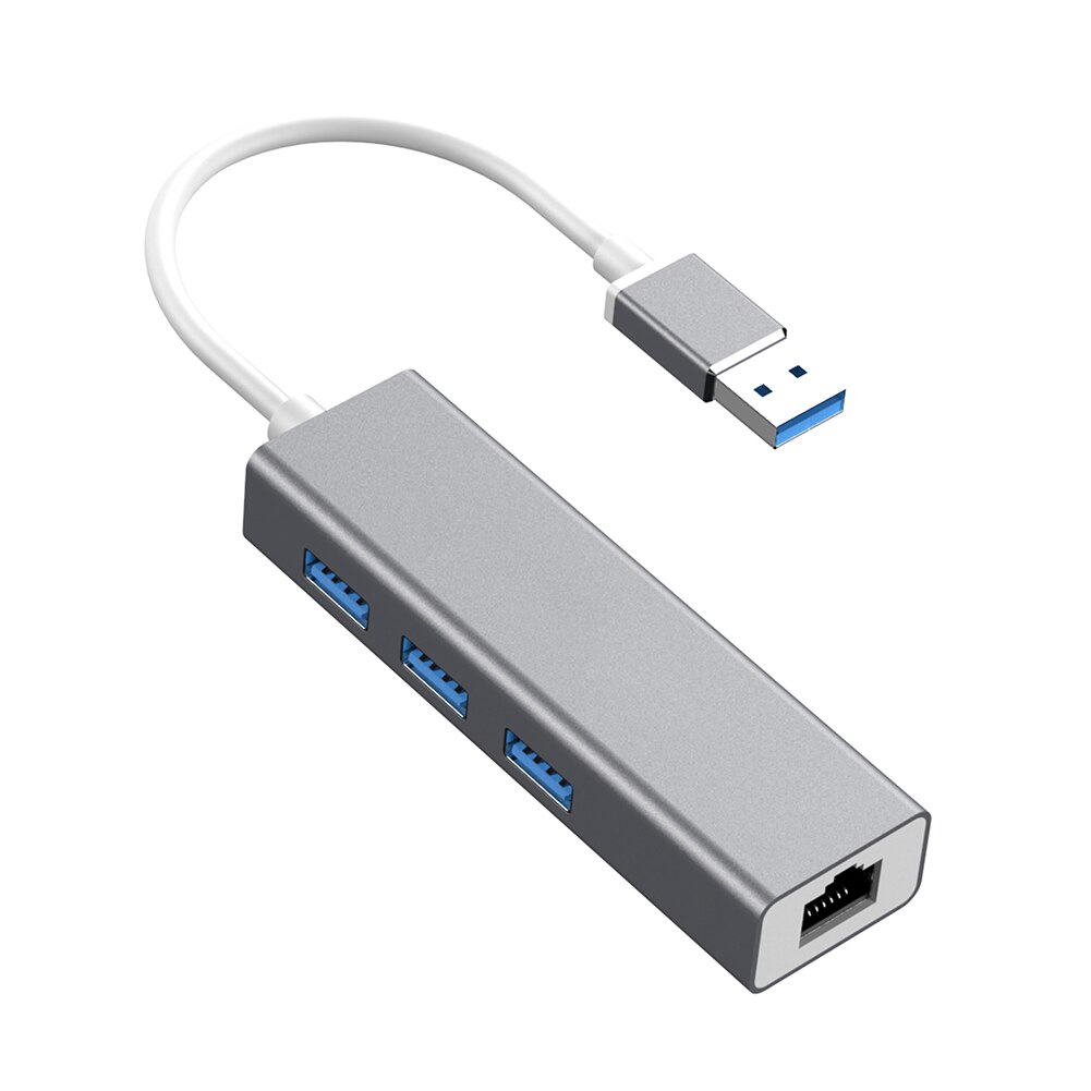 USB to 5Gbps USB 3.0 RJ45 10/100Mbps Wired Ethernet Adapter Hub Converter for Notebook MacBook Smartphone: Space Grey