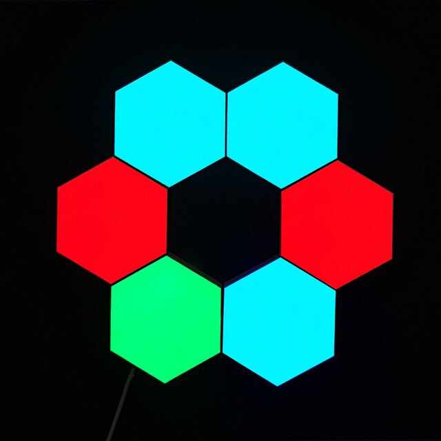 RGB Colorful Remote control touch honeycomb lamp quantum Light hexagonal LED color changing lamp USB wall lamp: 6PCS Set