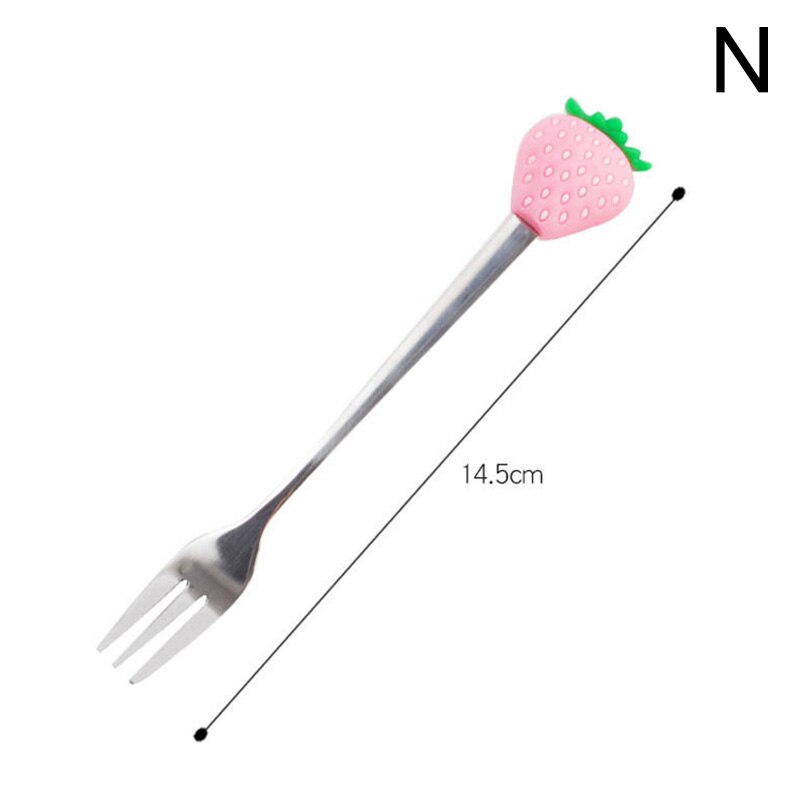 Spoons Fork Stainless Steel Coffee Stirring Spoon Fruit Dessert Fork Fruit Shaped Kitchen Tool Teaspoon Tableware: N