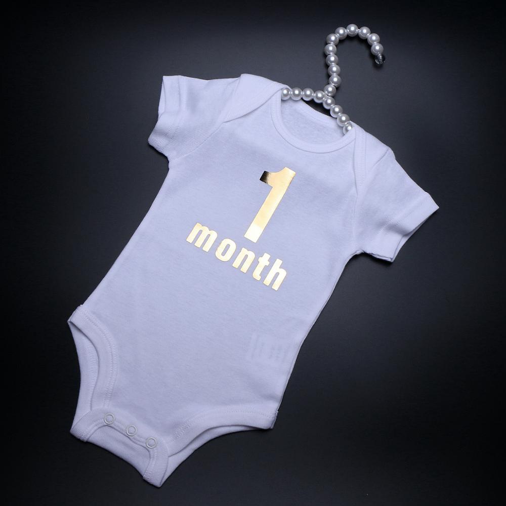 Newborn 0-1 Month Baby Girl Boy Bodysuit White Cotton O-neck Baby Infant Clothes Letter Short Sleeve Pajama Outfit Tiny Summer