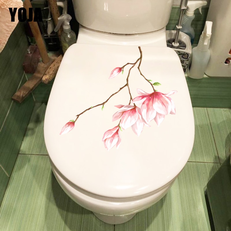 Yoja 21.6*23.7cm fantasy tegneserie rosa magnolia blomst soverom veggdekor hjem wc toalett klistremerke  t1-0641