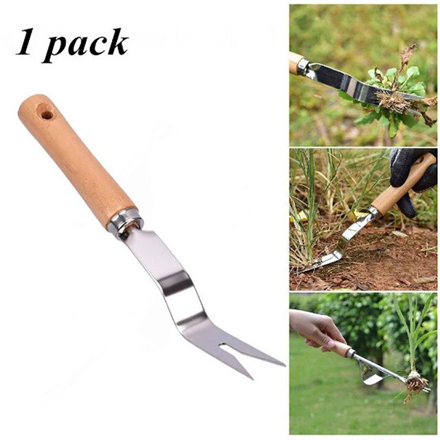1Piece Manual Weeder Fork Stainless Steel Wood Handle Gardening Weeding Tool Garden Transplanting Digging Tools: Lavender