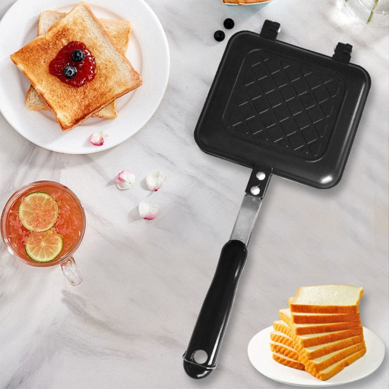 Practical Bread Baking Pan Double-sided Sandwich Pan Non-stick Pan Suitable For Baking Bread In Campfire Electric Oven