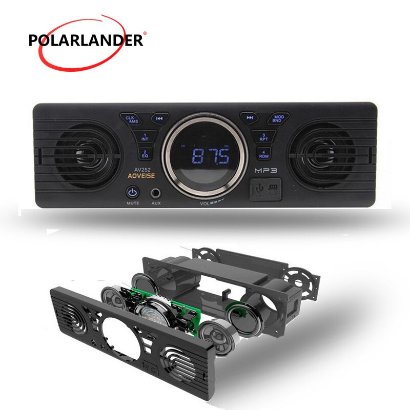 AV252 Built-in 2 Speakers Car Radio 1 Din Bluetooth Handfree FM USB SD AUX IN Audio Stereo In Dash MP3 Player 12V