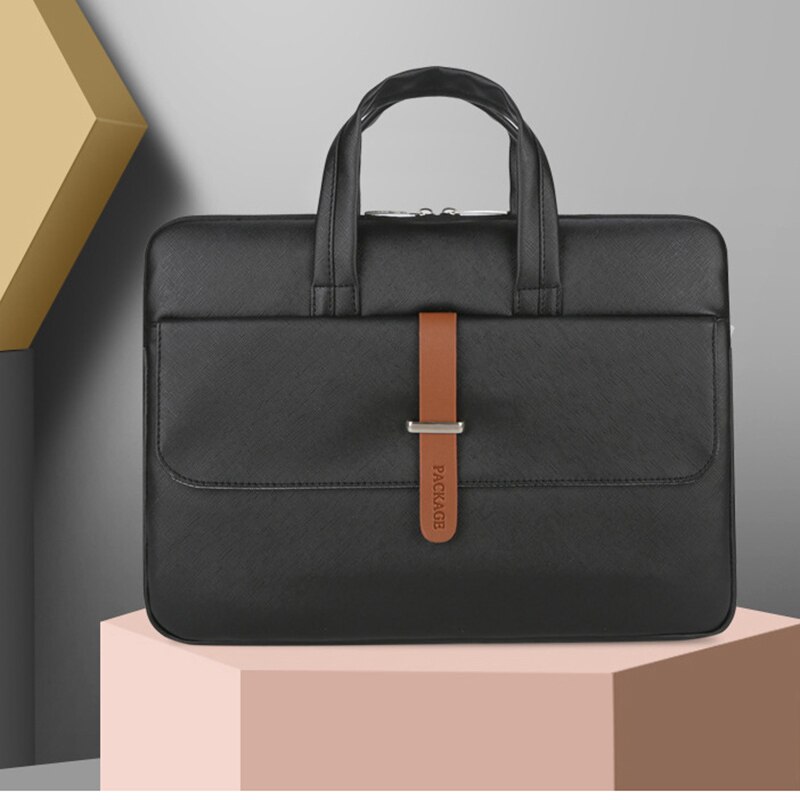 Waterproof PU Leather 13 14 15.6 inch Laptop Bag Men Women Business Handbag Female Notebook Bag