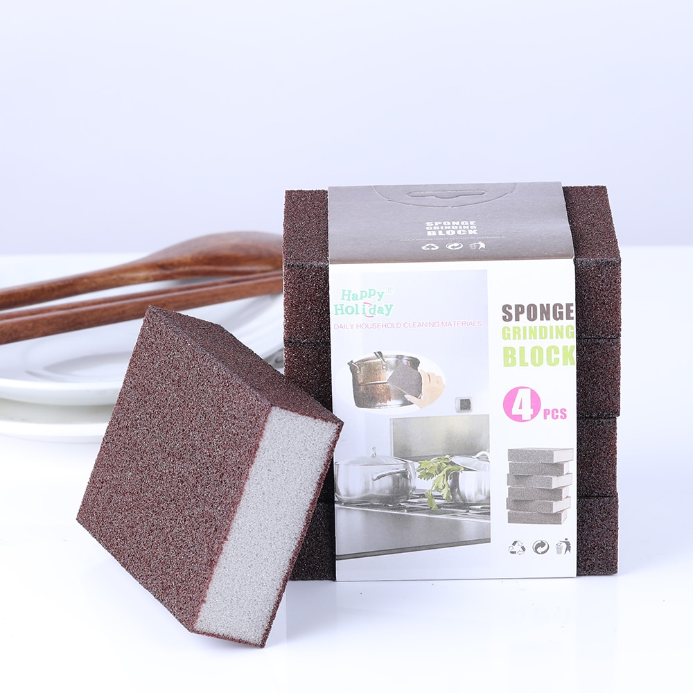 1/4pcs Home Cleaning Sponge Portable Dishwashing Scouring Sponge Tools Emery Magic Sponge For Washing Cleaner Kitchen