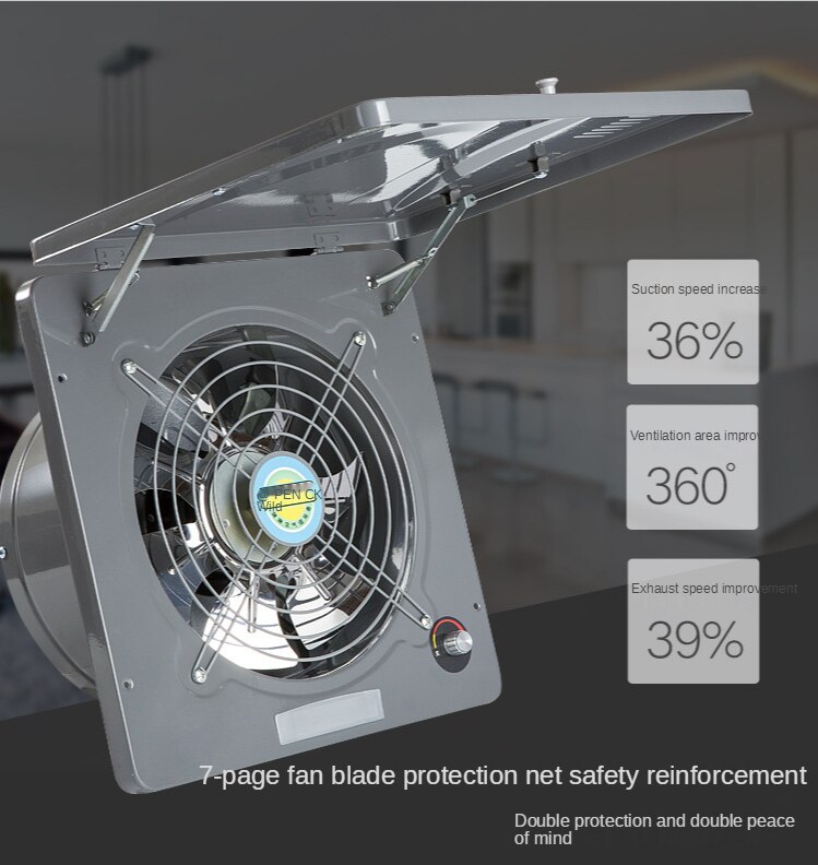 10inch High Speed Exhaust Fan Kitchen Inline Hanging Wall Window Ventilator Extractor Industrial Ventilation Metal Fan
